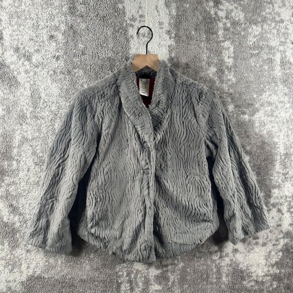 Patagonia Sweater Small Womens Gray Plush Fuzzy Pink Lining Button - Picture 1 of 8